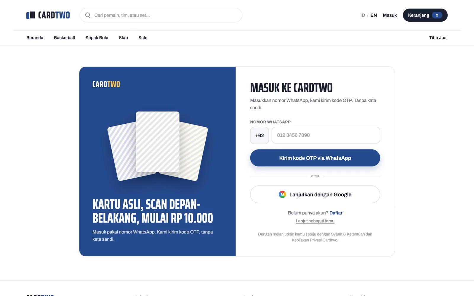 Cardtwo — Sign in (web)