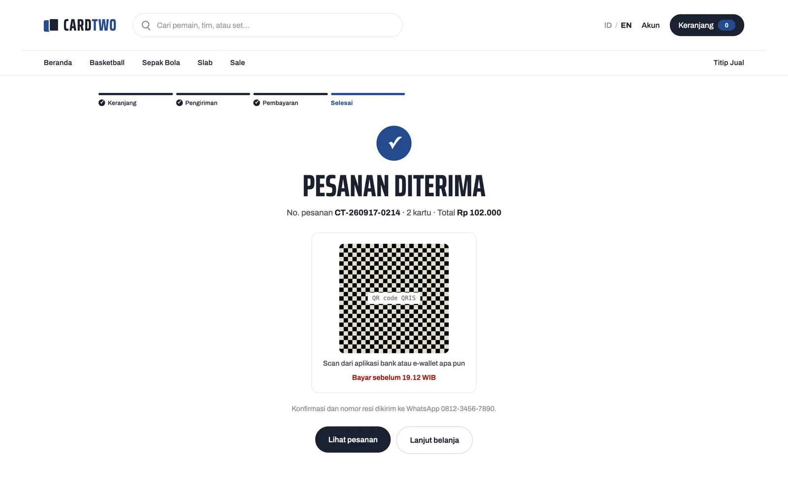 Cardtwo — Order confirmed (web)