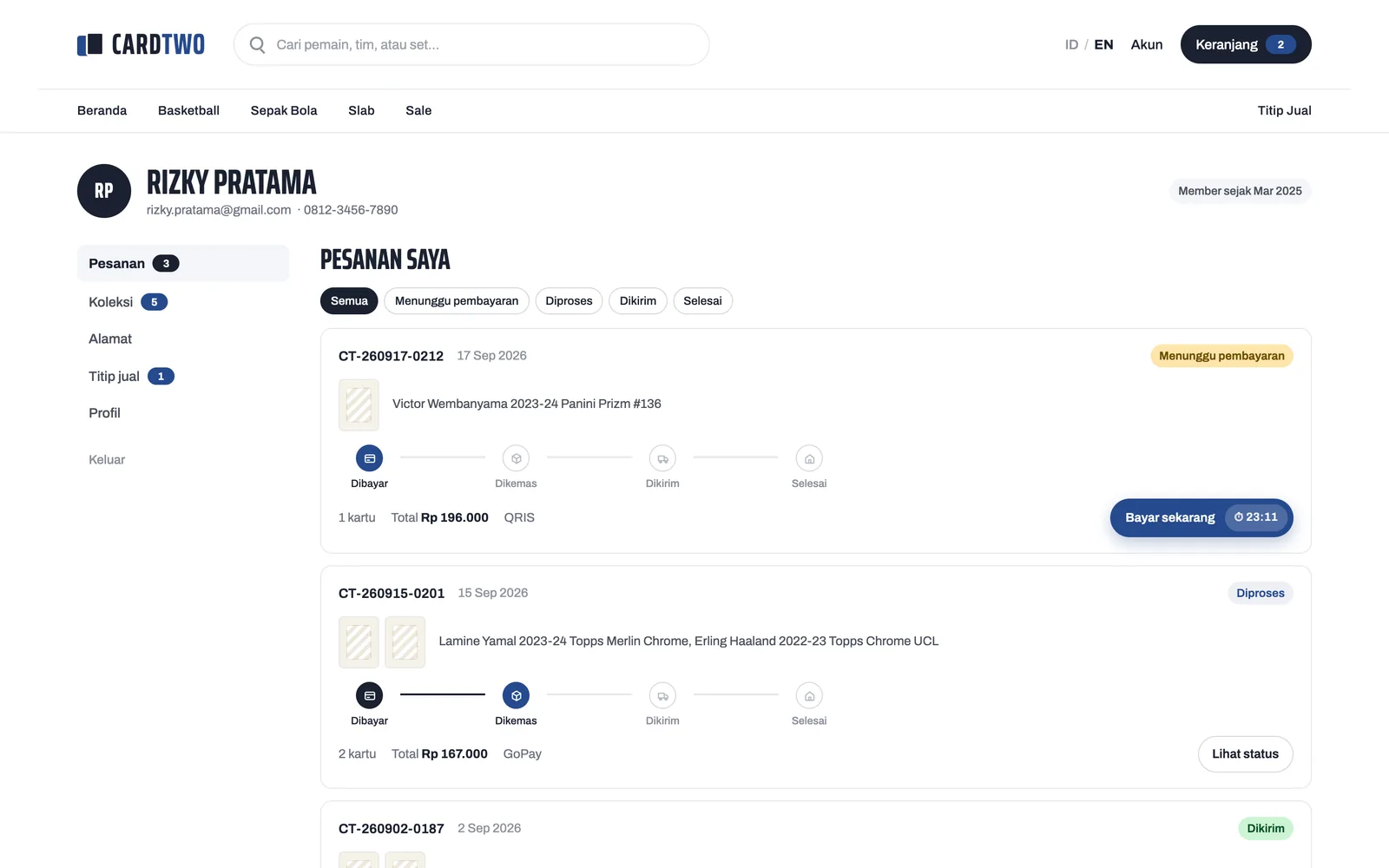 Cardtwo — My orders (web)