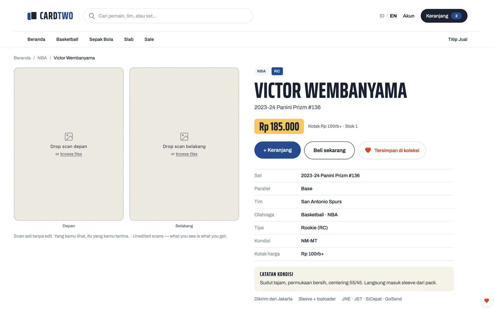 Cardtwo — Card detail (web)