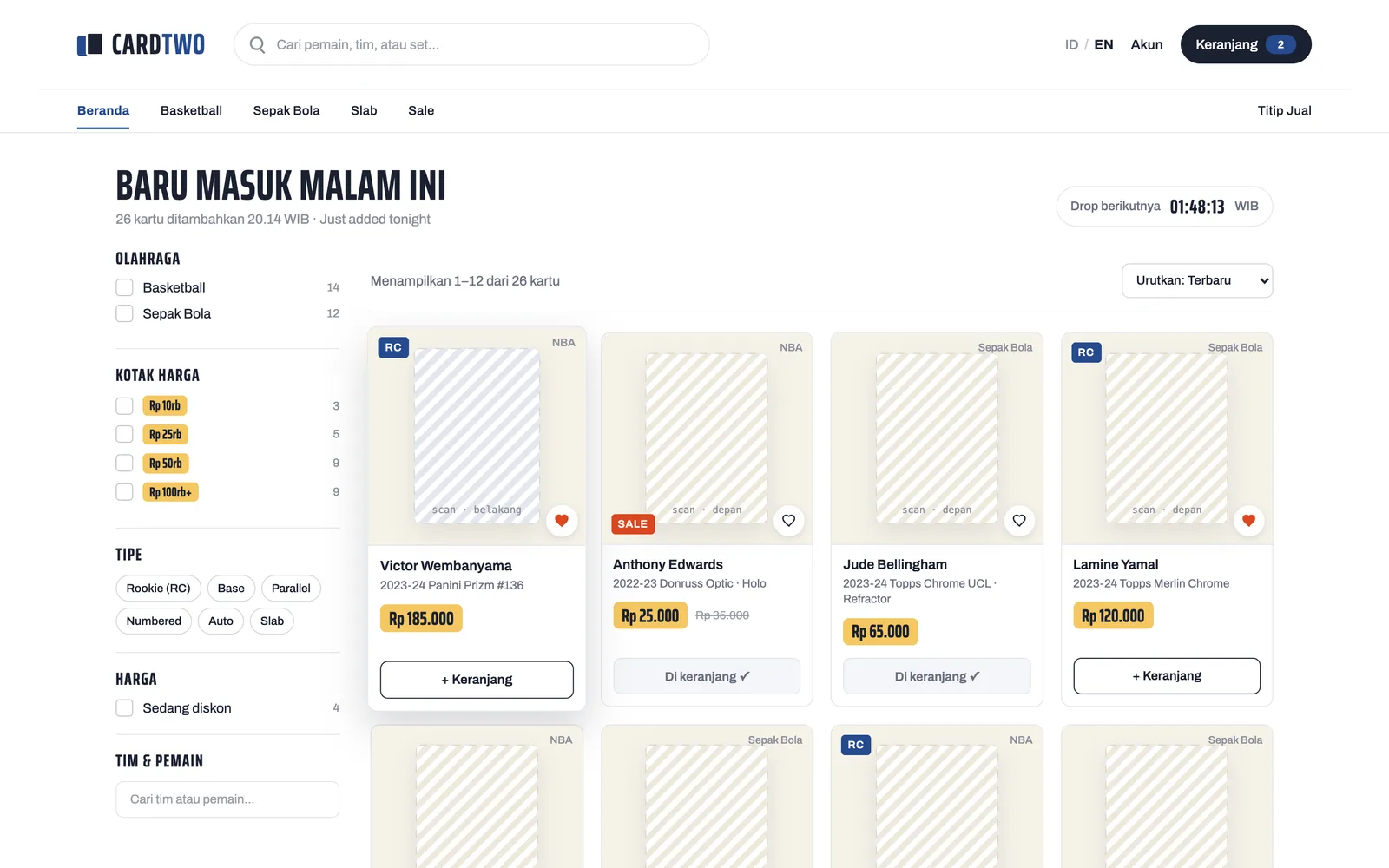 Cardtwo — Catalogue & filters (web)