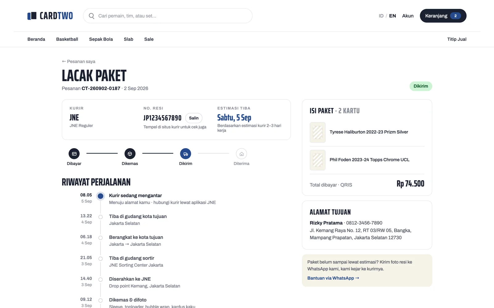 Cardtwo — Track order (web)