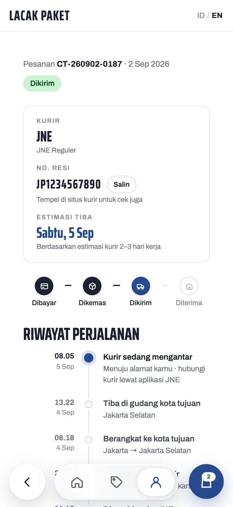 Cardtwo — Track order (mobile)